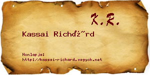 Kassai Richárd névjegykártya