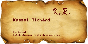 Kassai Richárd névjegykártya
